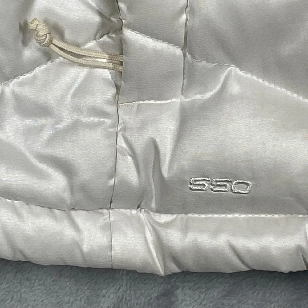 The North Face Womens 550 Down Puffer Vest White Chevron Quilted Large C984 F14 - Picture 3 of 12
